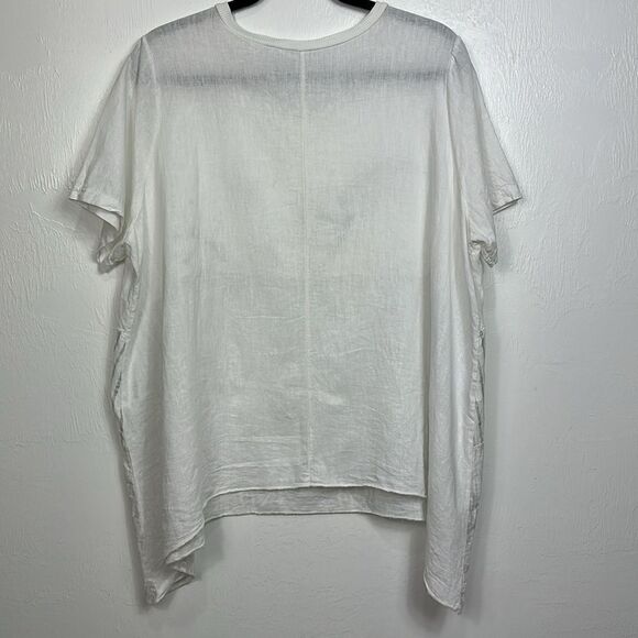 Kaktus Short Sleeve Linen Cotton Blend Floral Print Blouse Top Size M - Picture 3 of 7